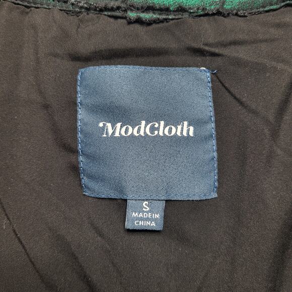 ModCloth Your Time to Shine Maxi Dress Emerald Green Black Metallic Stripe Small - Picture 9 of 11